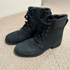 Clarks black leather booties